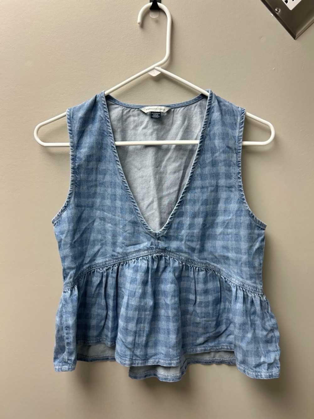 American Eagle Women’s V Neck‎ Denim Babydoll Top